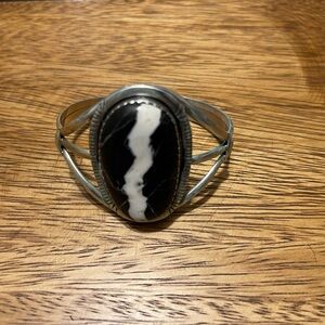 Authentic - White Buffalo Turquoise Silver Bracelet